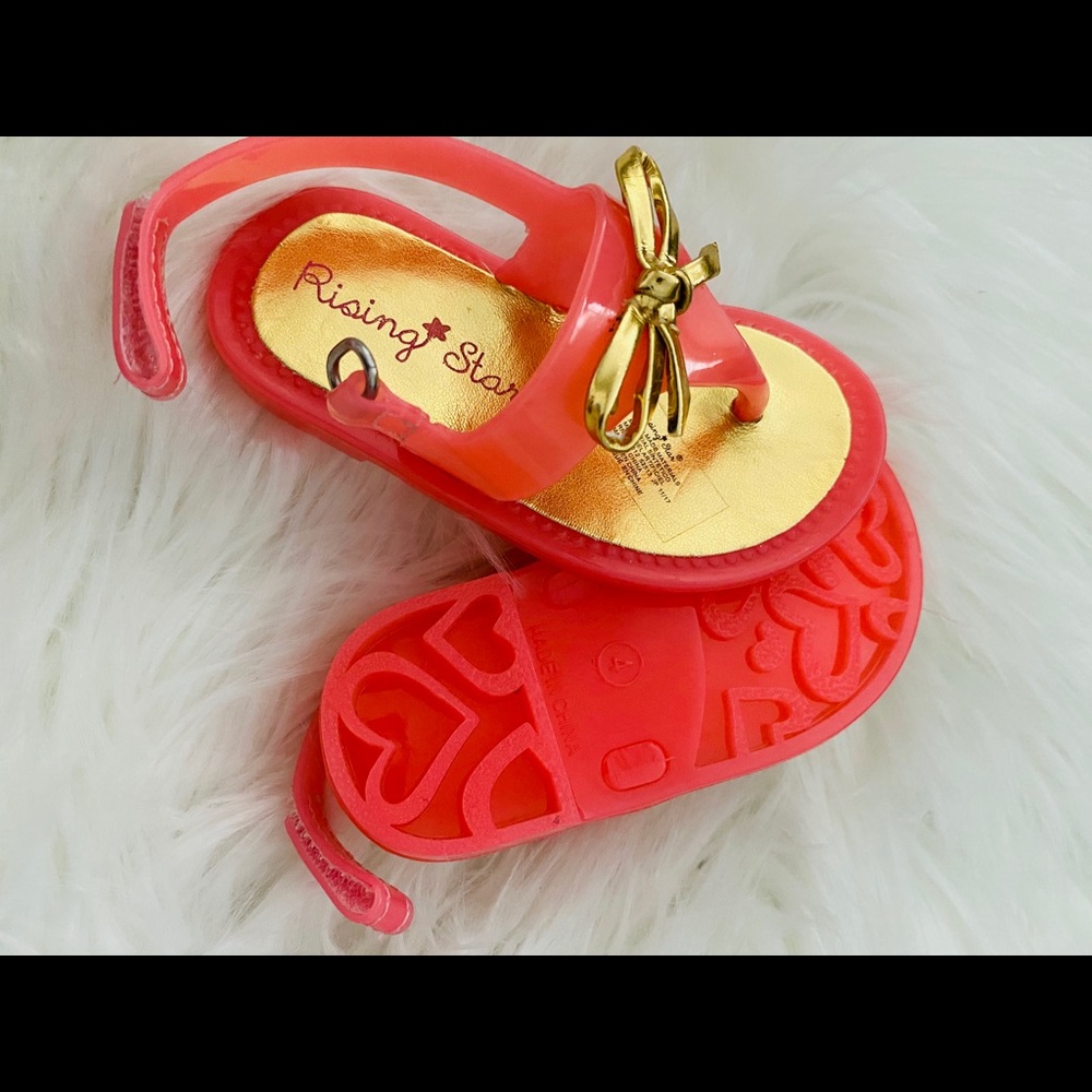 Baby pink Jelly Sandals w  gold bow